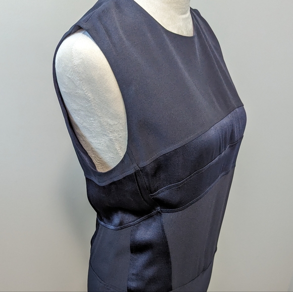 JOSEPH Navy Satin Crepe Midi Dress - Picture 10 of 14